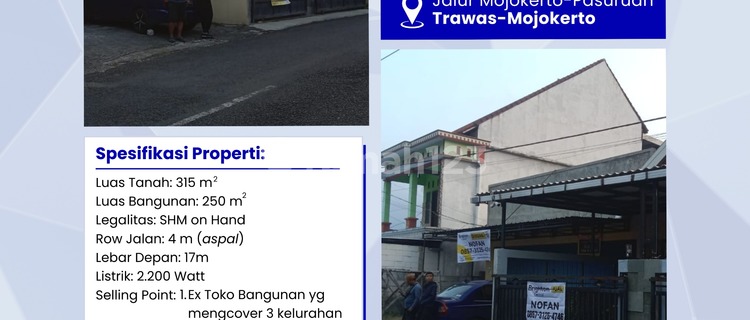 For Sale Fast and Cheapest Shophouses and Ready-to-Occupy Houses in Trawas, Strategic Location, Former Hardware Store. 1