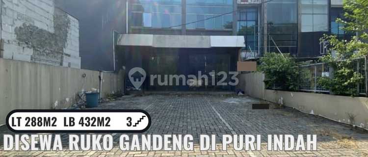 For Rent 2 Adjacent Shophouses in Puri Indah, Pesanggrahan Raya. Strategic location. Suitable for Office/Cafe/Restaurant. Land Size 2 X (4.5 X 32) = 288 M2. 1