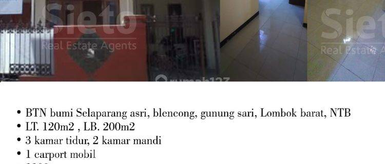 DiJual rumah di Perumahan BTN bumi selaparang asri 1