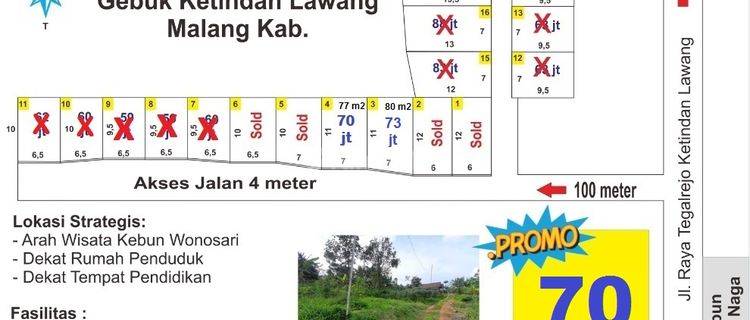 Tanah Kavling Murah Gebuk Ketindan Lawang Arah Wisata Kebun Teh 1