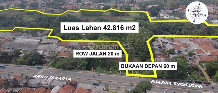 Tanah Lahan Termurah di Sukaraja Bogor Utara 42,816 m² HGB 1