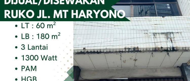 Disewakan Ruko Jl, Mt Haryono  1