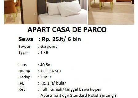 Apartemen Full Furnished Siap Huni Secepatnya Per Enam Bulan 1