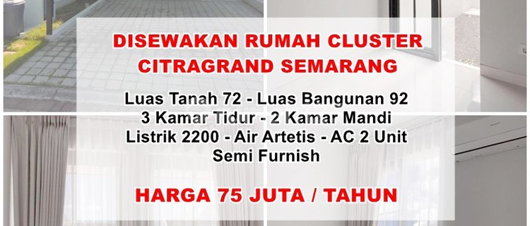 Rumah Baru Non Furnish Perumahan Citra Grand Sambiroto 1