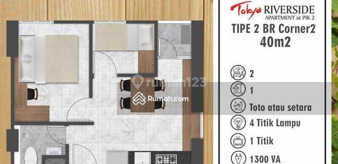 Disewakan Apartemen Tokyo Riverside 2 BR 40m² Kosongan Harga 18 Jt thn 1