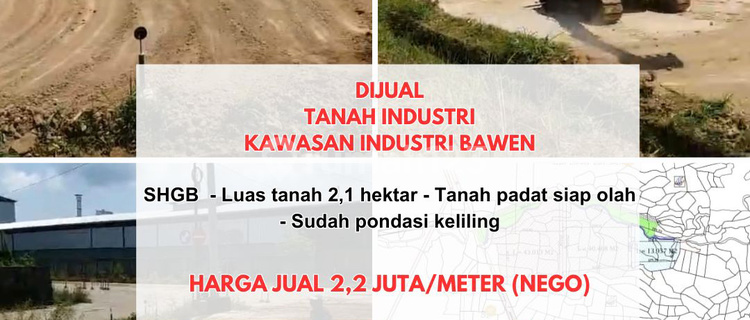 Di Jual Tanah Industri di Kawasan Industri Bawen 1