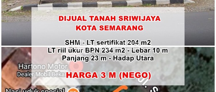Di Jual Tanah Strategis di Jalan Sriwijaya 1