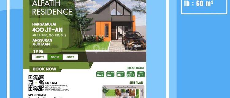 Promo Rumah Baru Harga Baik Di Griya Alfatih Kota Bandar Lampung.  1