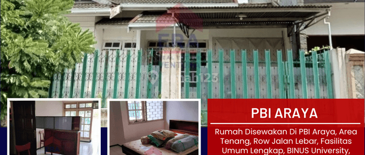 Rumah Disewakan Di Pbi Araya, Area Tenang, Row Jalan Lebar 1