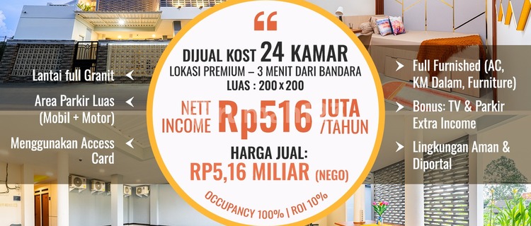 Near Soekarno Hatta Airport, Tgr.. For Sale Luxury Boarding House New Building 2.5 Floors, Fully Furnished, Granite Flooring, Complete Room Facilities, Legality SHM IMB Pbb.-Flz 1