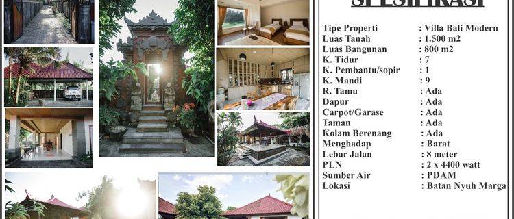 Rumah Villa Bagus Style Modern Furnished SHM di Marga, Tabanan 1