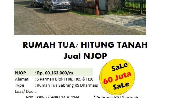 Dijual Rumah Tua Atau Hitung Tanah di S Parman 1