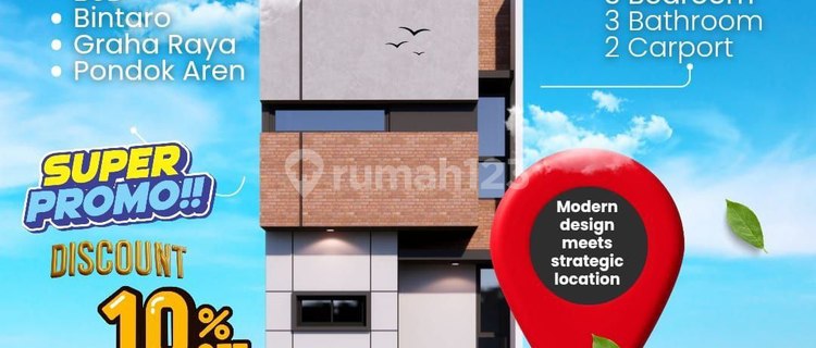 Modern House in Bintaro BSD Plaza Near Serpong Station and Toll Road 1