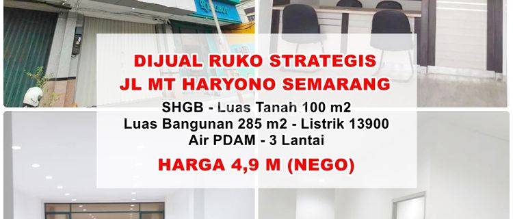 Dijual Ruko Strategis 3 Lantai Jl Mt Haryono Semarang  1