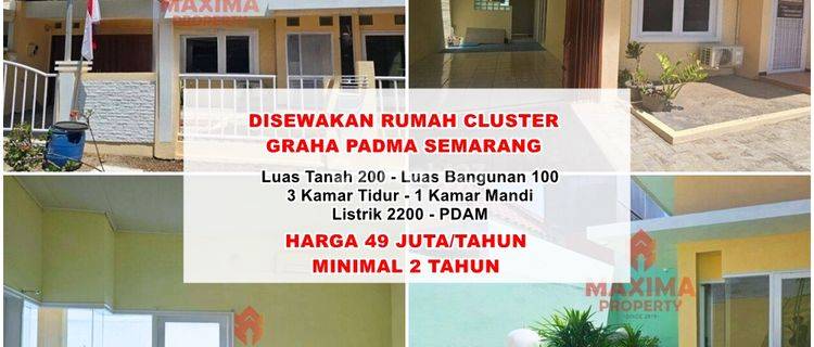 Disewakan Rumah Cluster Graha Padma Semarang Barat 1