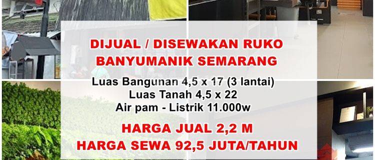 Dijual Disewakan Ruko 3 Lantai Jl Banyumanik Semarang 1