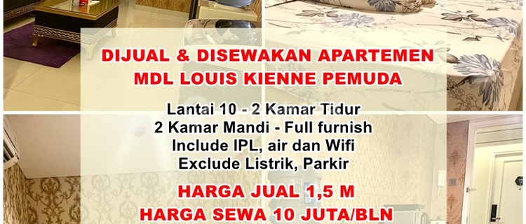 For Sale For Rent 2 BR Apartment Louis Kienne MDL Pemuda Semarang 1