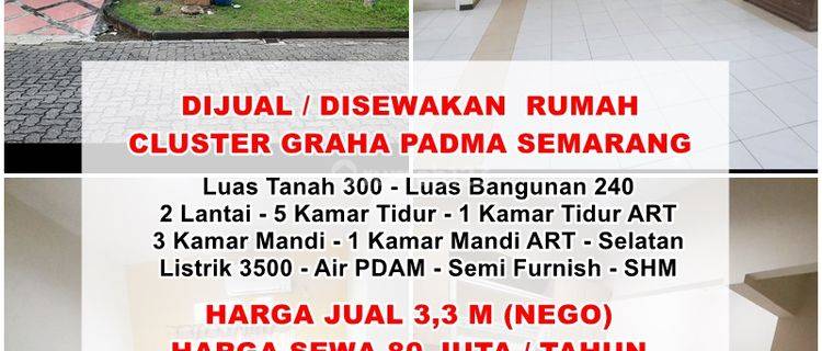 Disewakan Rumah Cluster Graha Padma Semarang  1