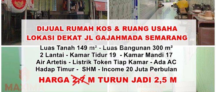 Dijual Rumah Kos Dan Ruang Usaha Dekat Jalan Gajahmada Semarang 1