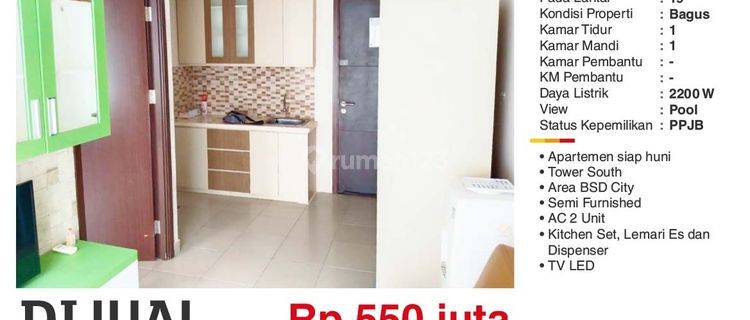 Dijual Apartemen Saveria Bsd City 1 Br Bagus Siap Huni Semi Furnished 1