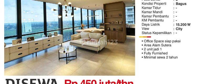 Disewa Office Space 2 Jadi 1, 285m2 Bagus Siap Usaha Fully Furnished The Smith Alam Sutera Tangerang  1