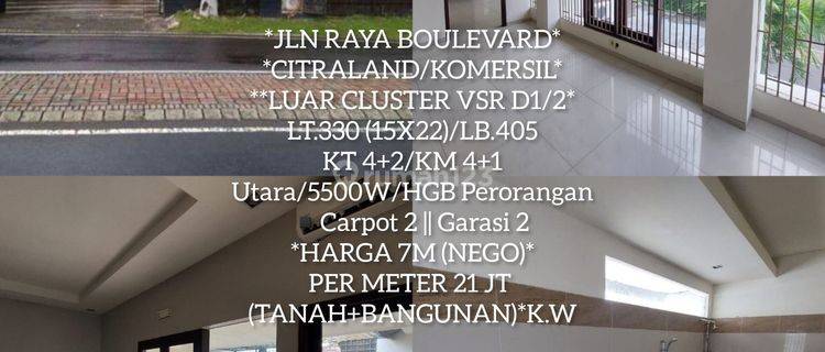 FS: Rumah usaha strategis, jalan raya citraland, bs nego 1