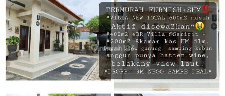 TerMurah: Villa with pool, shm di Seririt Bali 600m2, Siap pakai tanpa Renov, aktif tersewa, 2 Lantai + Juga ada stok villa di Canggu 3.5are NEGO. 1