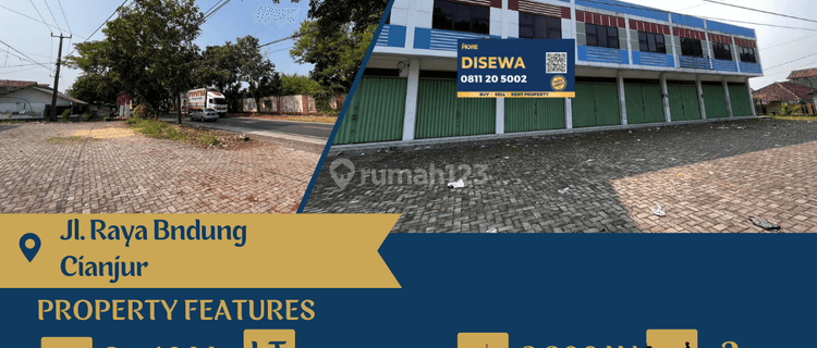 Disewakan Ruko Gandeng Strategis di Jalan Raya Bandung Cianjur 1