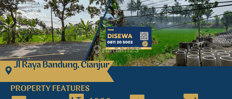Disewakan Lahan 4000m di Jalan Raya Bandung, Cianjur 1