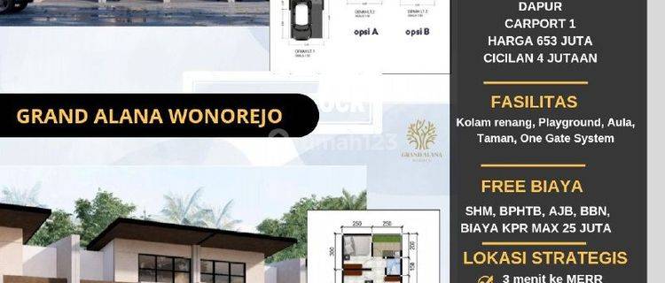 Rumah Grand Alana Wonorejo 1 lt, cicilan 2 jtan dekat OERR, MERR 1
