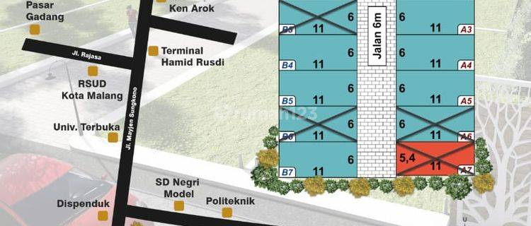 Tanah dijual di malang kota sebelah SMK N taruna nala 1