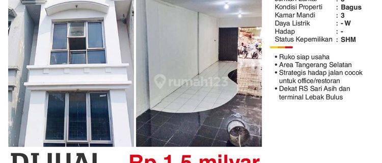 Ruko Ciputat, Tangerang. Dekat Rs Sari Asih Ciputat 1