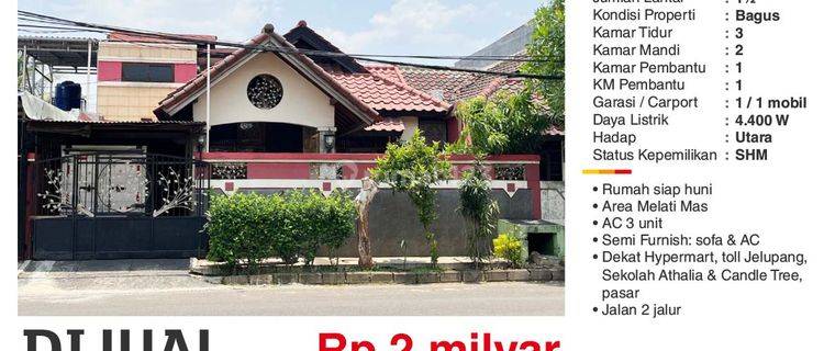 Rumah Di Villa Melati Mas, Dekat Hypermart, Tol Jelupang 1