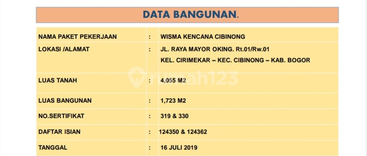 JUAL GUDANG WISMA KENCANA CIBINONG BOGOR 1