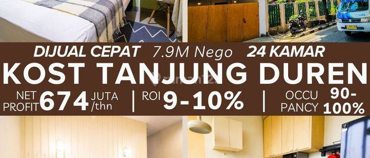 Dijual Cepat Rumah Kost Baru , 24-Kamar Lokasi Premium & Strategis Di Tanjung Duren , Jakarta- Barat ,investasi Terdasyat Yang Menguntungkan 1