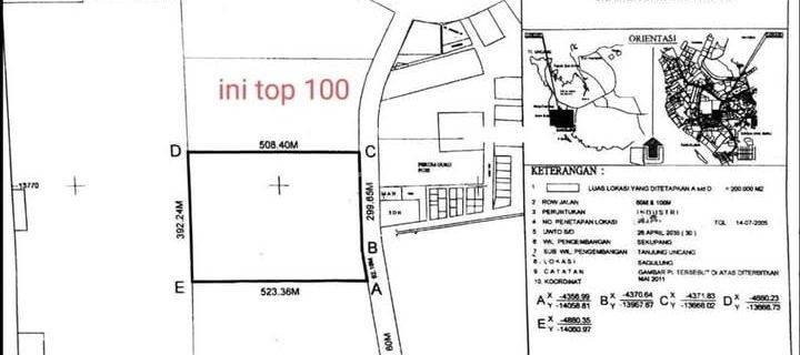 Dijual Lahan 20 Ha (20.000)m² Tanjung Uncang Batu Aji  1