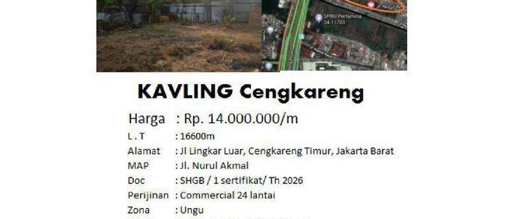 Kavling Di Cengkareng, Lt 16600m2 Harga 14jt/M 1