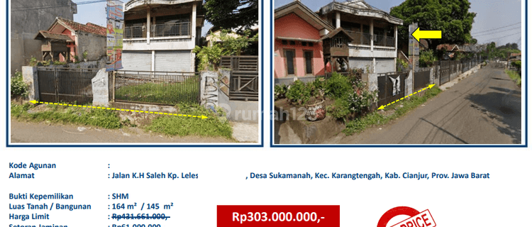 Jual Rumah Via Lelang Cepat Murah Strategis Pusat Kota Cianjur 1