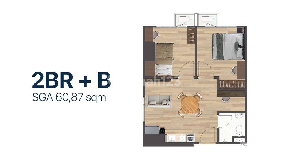 2BR+B