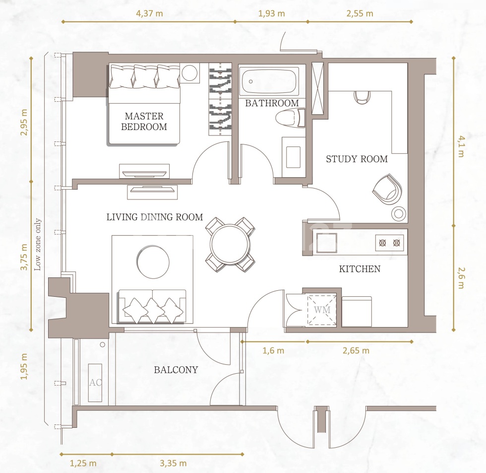 1 BR + 1 ( C )