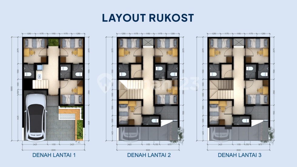 Rumah Kost (Blok A1 s.d A8) 3 Lantai