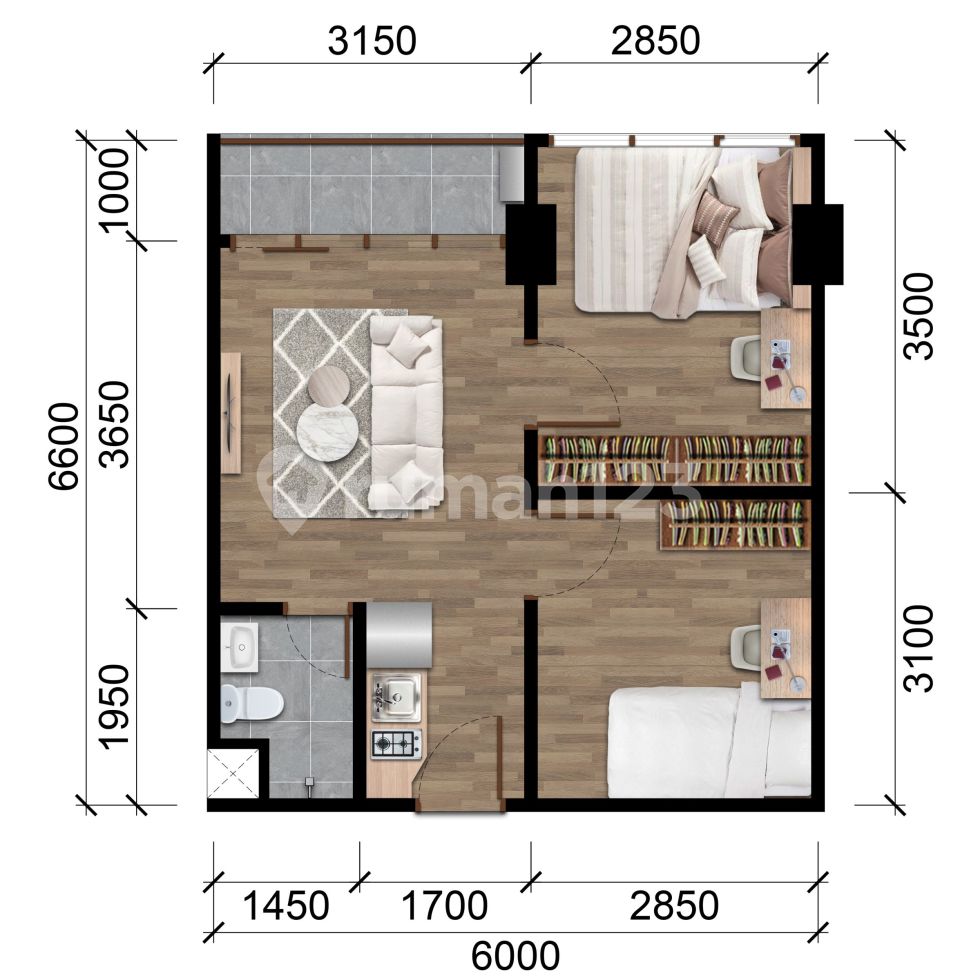 2 BEDROOM +
