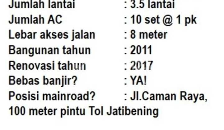 Ruko Siap Pakai utk Klinik ,Apotik,Bank di Raya Caman Bekasi ** 10